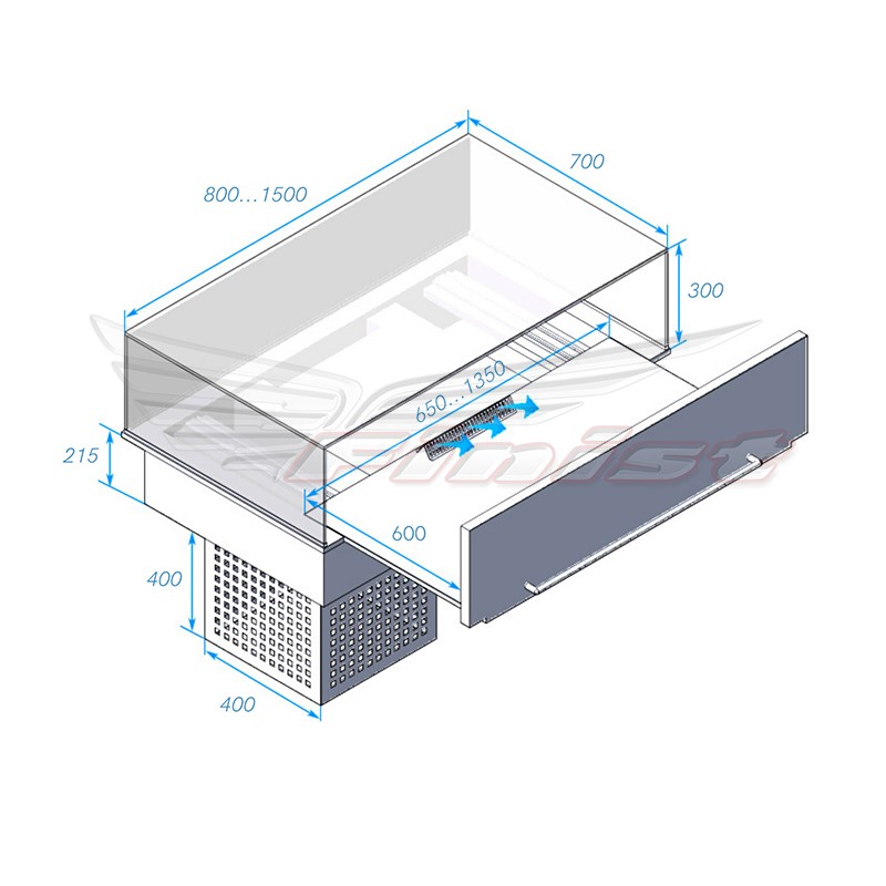Встраиваемая горизонтальная кондитерская холодильная витрина FINIST GLASSIER SLIDE GS-12/7/3