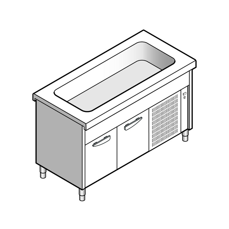 картинка Прилавок EMAINOX 8EAVR 15 8045040 с охлаждаемой ванной на нейтральном шкафу 