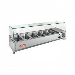 картинка Настольная холодильная витрина для ингредиентов HICOLD VRX 1400 со стеклянной надстройкой